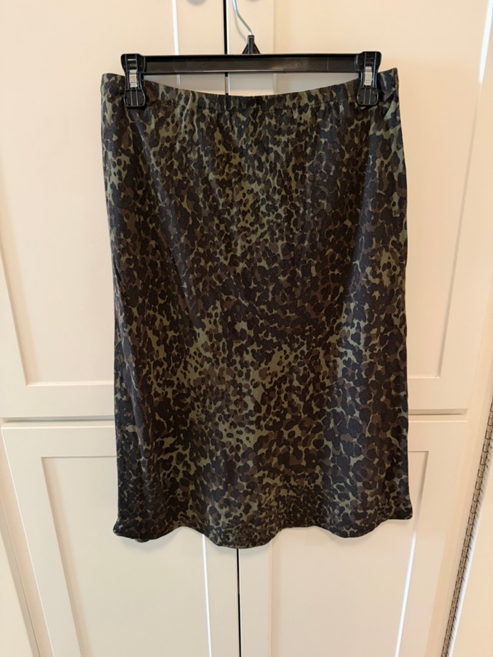 Love Stitch Olive and Black Leopard Midi Skirt
